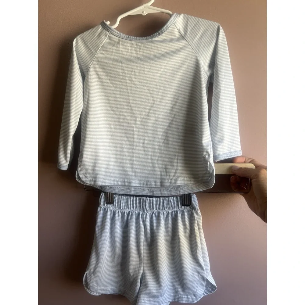 Copper Key Girl Toddler Lounge Set/Pajamas Blue White Strips Long Sleeve Size 2T